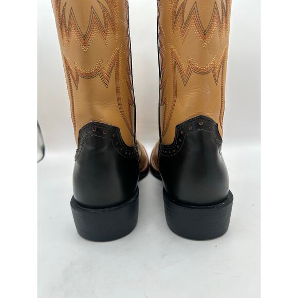 vintage Acme Scorpion cowboy boots  tan & dark brown leather Square Wingtip 8 main image 5